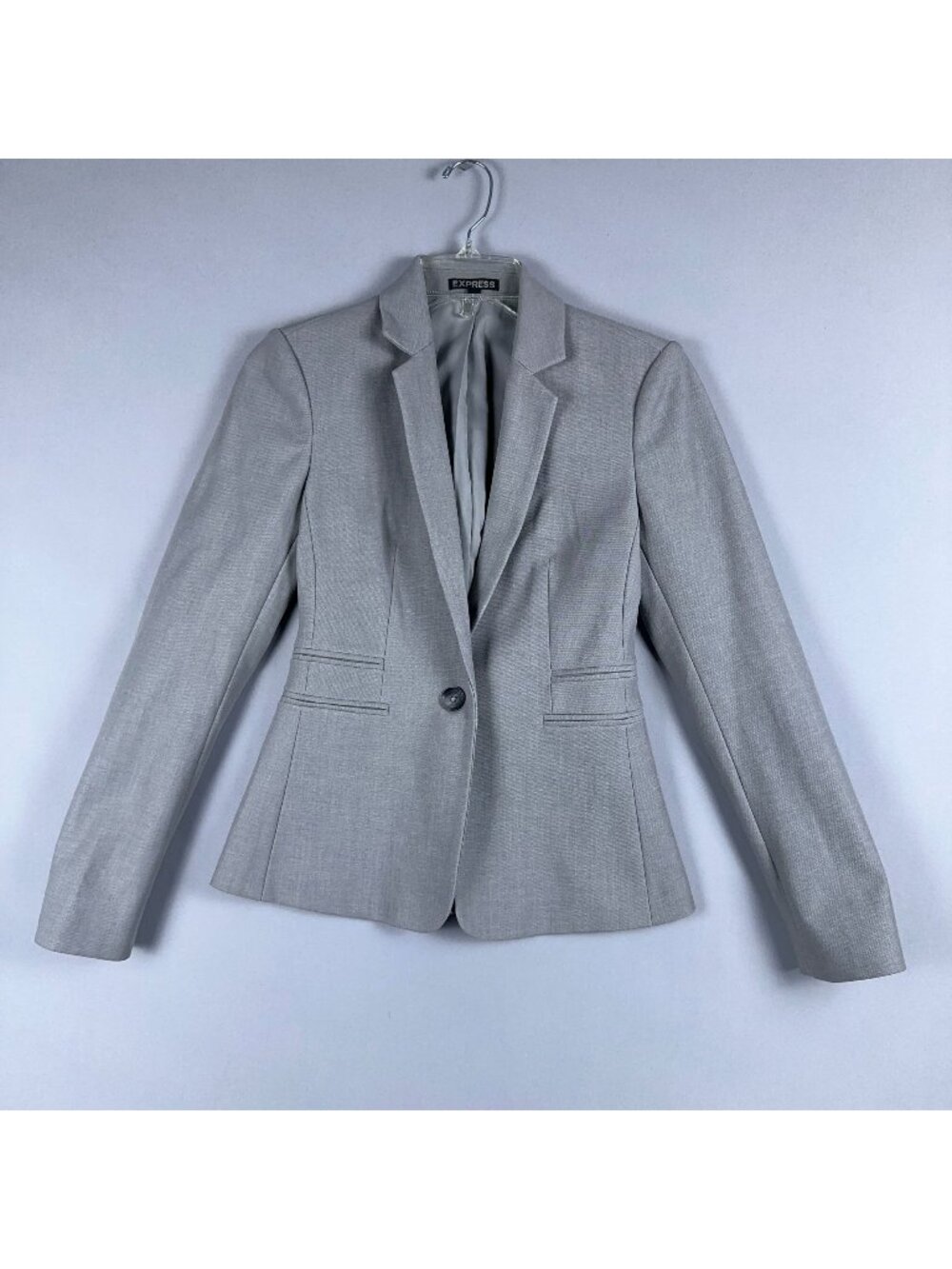 Express Light Gray Single-Button Blazer